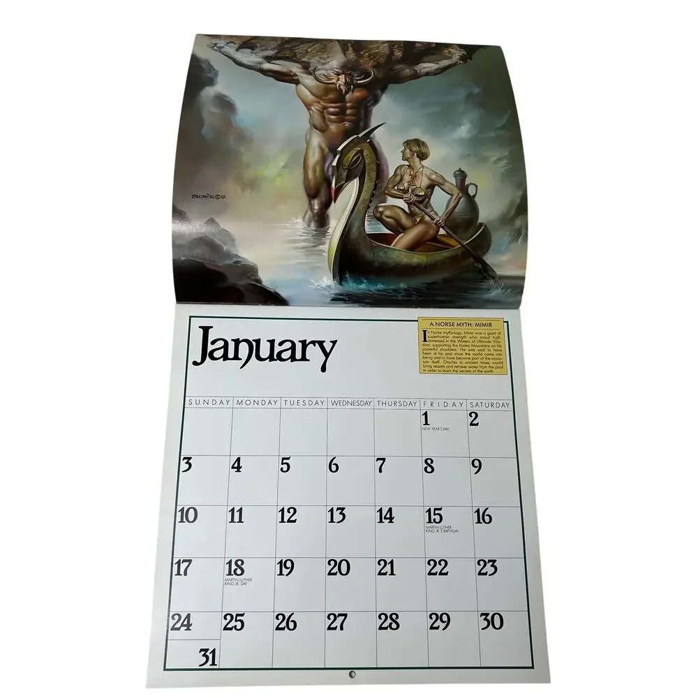 1993 Boris Vallejo Mythology Calendar - Unused same dates again in 2027 /38